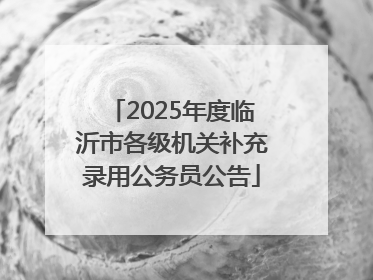 2025年度临沂市各级机关补充录用公务员公告