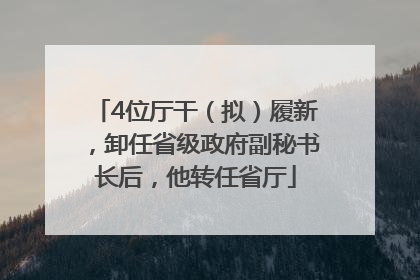 4位厅干（拟）履新，卸任省级政府副秘书长后，他转任省厅