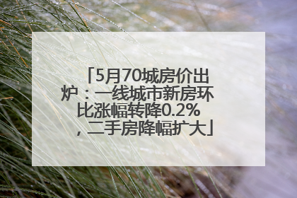 5月70城房价出炉：一线城市新房环比涨幅转降0.2%，二手房降幅扩大
