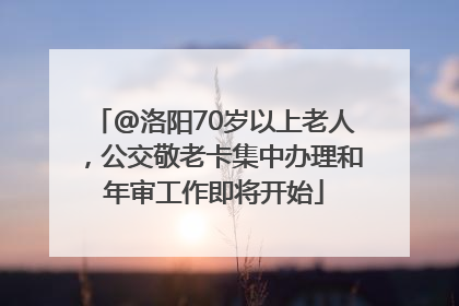 @洛阳70岁以上老人，公交敬老卡集中办理和年审工作即将开始